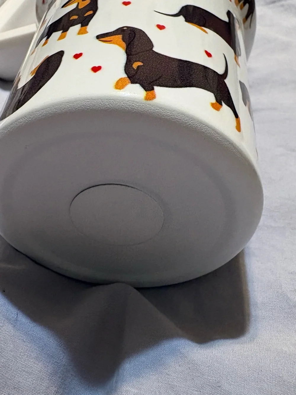 Dachshund Print White Travel Mug with Handle - Pets Dog